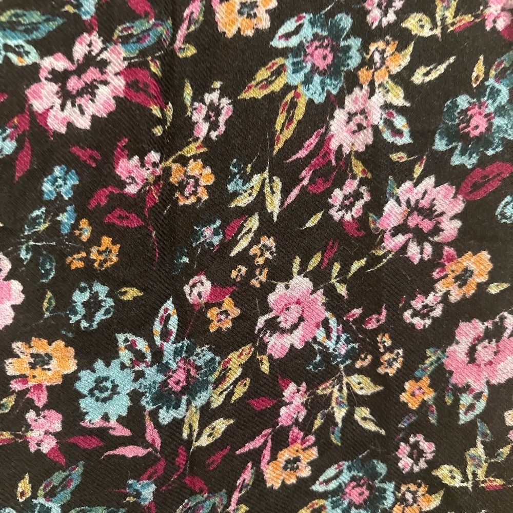 Boho Floral Tassel Scarf – Large Black Pashmina Style Shawl Pink & Blue Flowers - Picture 11 of 17